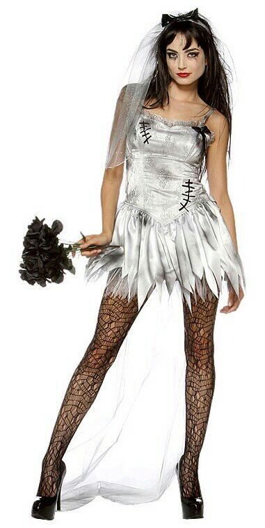 F1443 Sexy Zombie Bride Wedding Corpse Halloween Costume